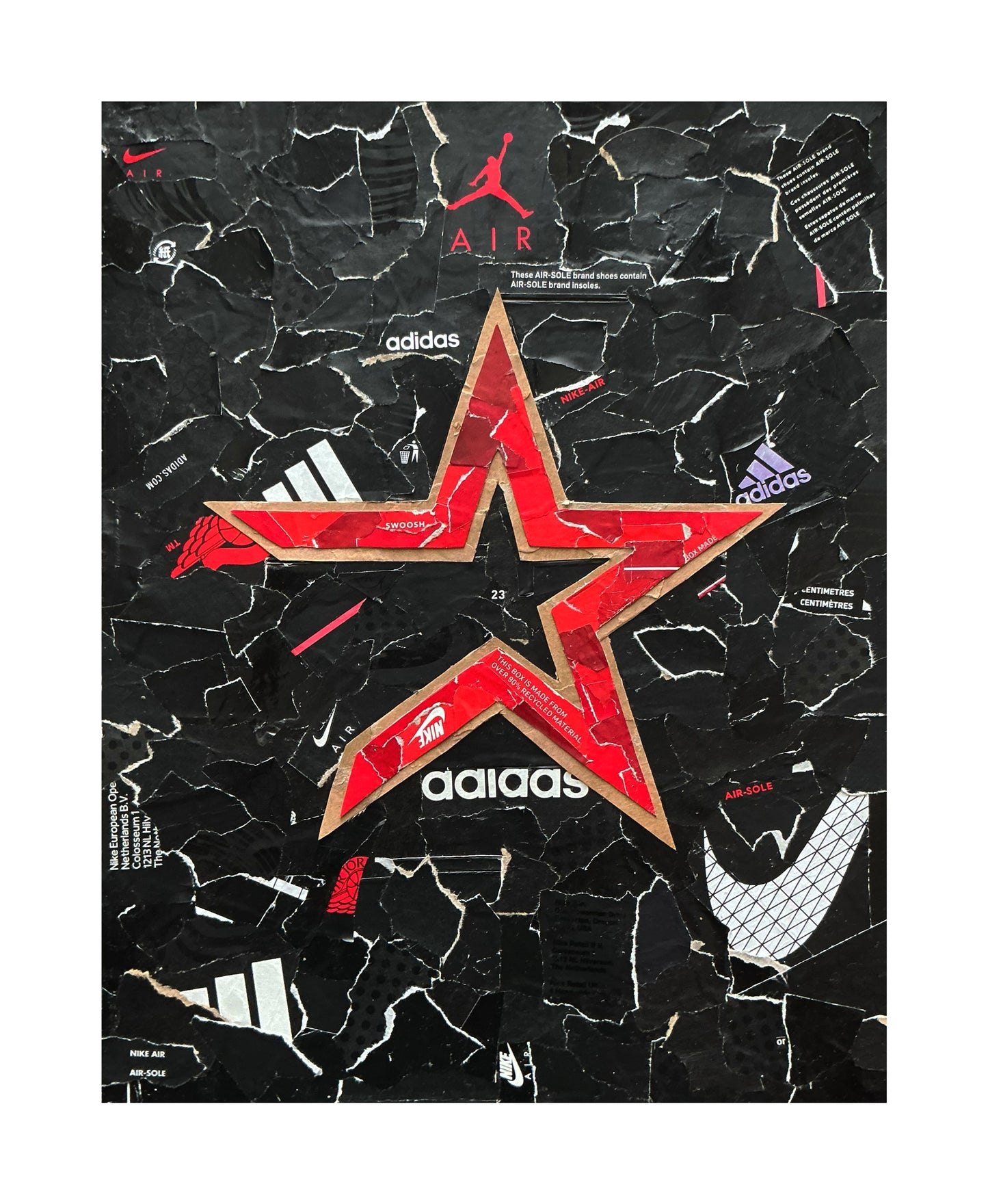 One-of-one Houston Astros-inspired artwork by Rare23 featuring layered sneaker box textures and sports legacy storytelling