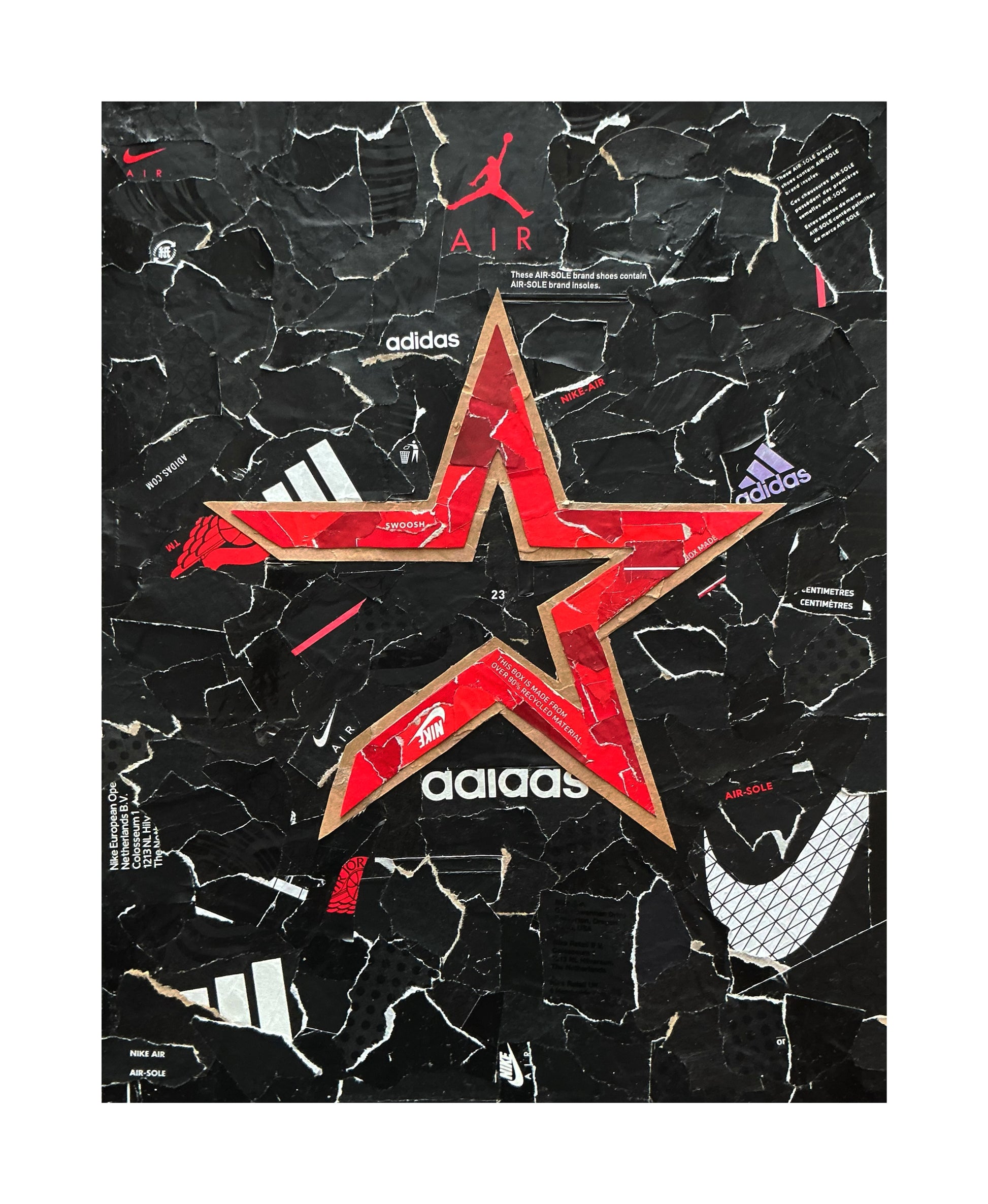 One-of-one Houston Astros-inspired artwork by Rare23 featuring layered sneaker box textures and sports legacy storytelling