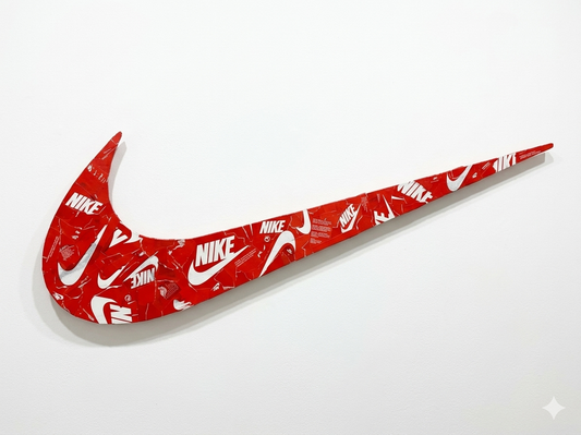 One-of-one textured sneaker box artwork by Rare23 exploring transformation from raw materials into brand identity.