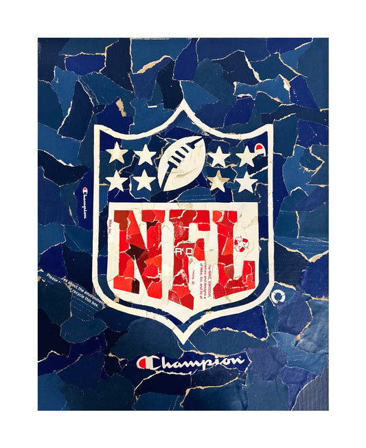 One-of-one sports-inspired sneaker box artwork by Rare23 celebrating championship legacy through layered texture design.