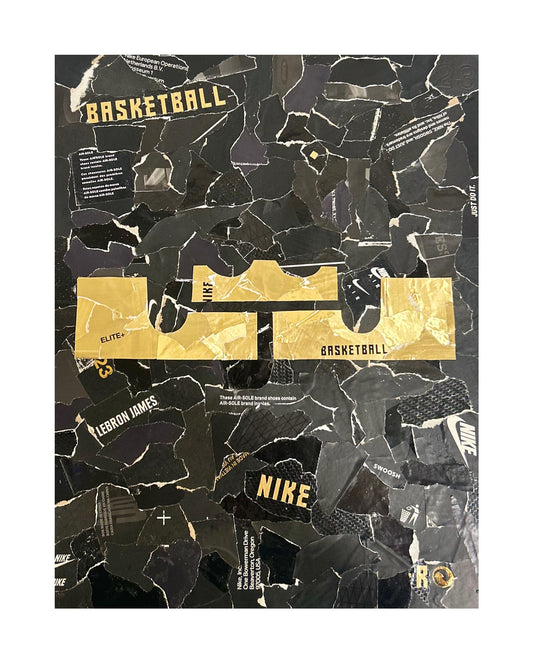 One-of-one luxury textured sneaker box artwork by Rare23 symbolizing excellence through layered gold-inspired material contrast